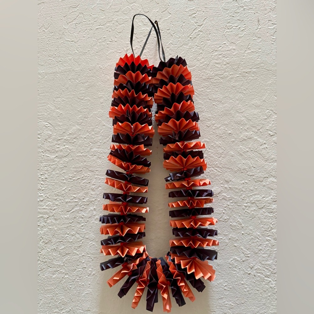 Handmade Black & Orange Paper Lei